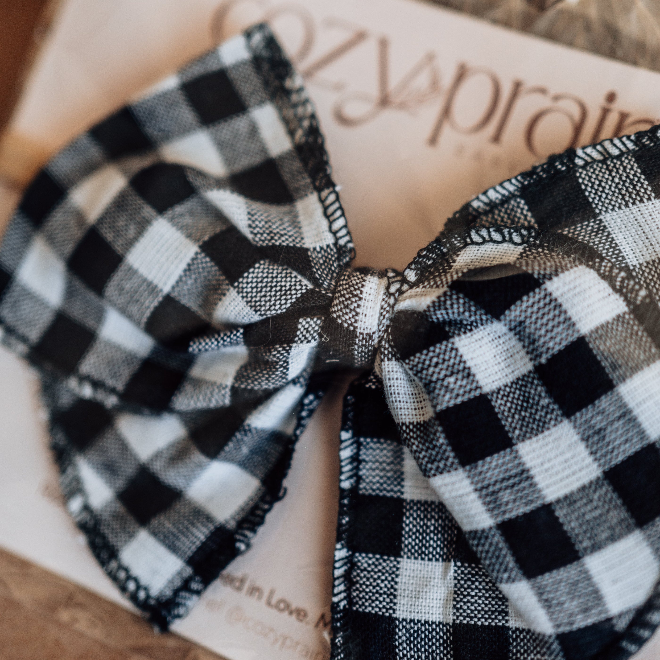 Buffalo Check Bow – Black & White - Cozy Prairie Baby Boutique